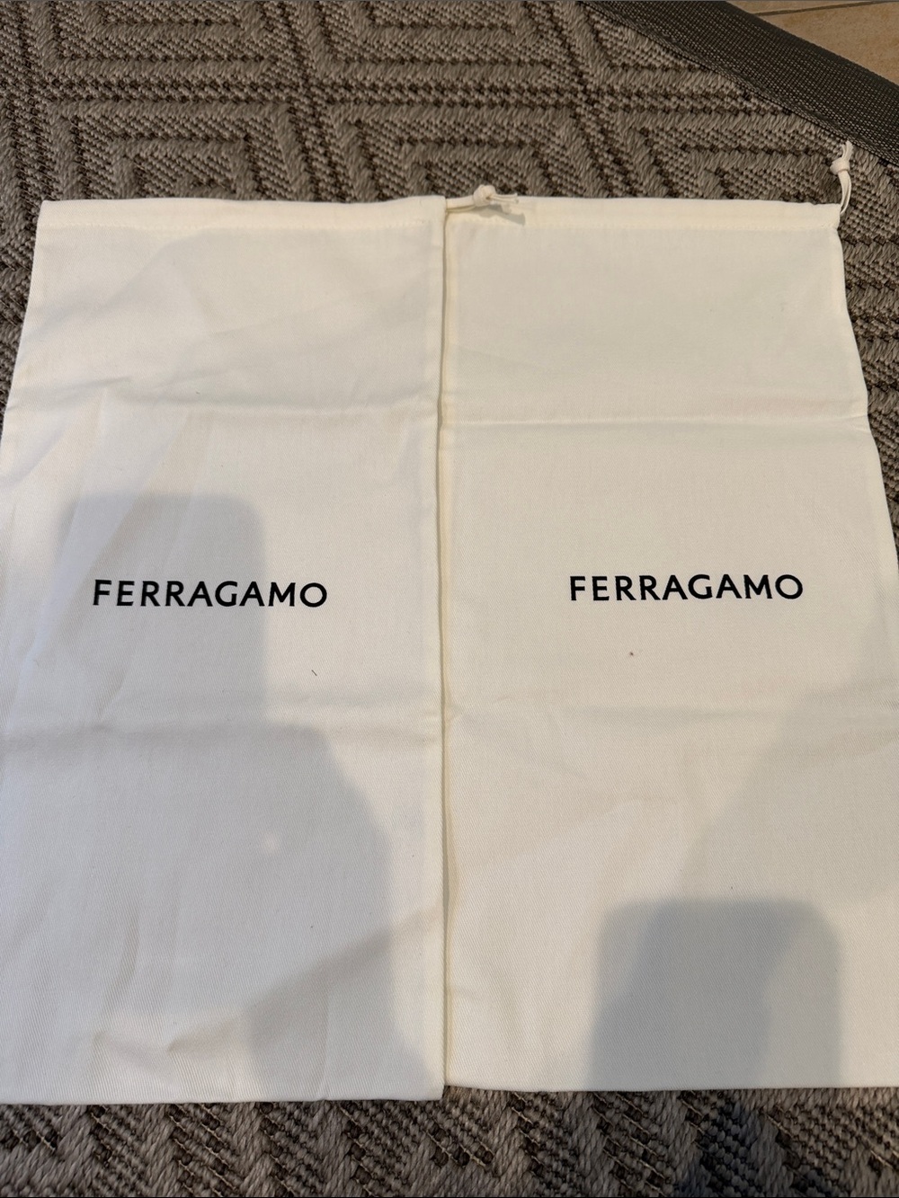 Salvatore Ferragamo White Canvas Dust Bag Pair